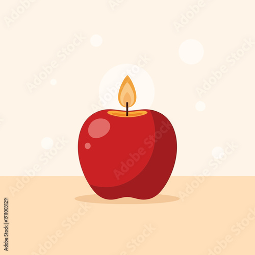 Fiery Apple Candle Illustration For Festive Occasions