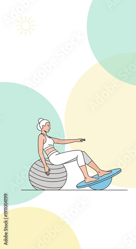 Graceful Woman Engaged In Core Strengthening And Balance Training On Fitness Equipment