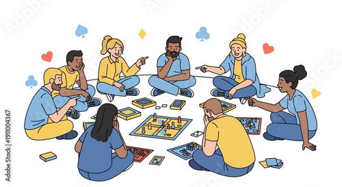 Group Of Friends Enjoying Board Game Together In Leisure And Recreation