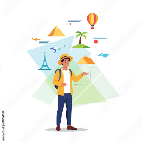 Globetrotting Adventurer Showcasing Diverse World Destinations and Travel Experiences