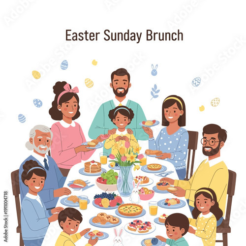 Happy Easter Family Gathering Festive Holiday Meal Celebration