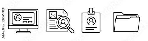 Digital profile management icons on gray background