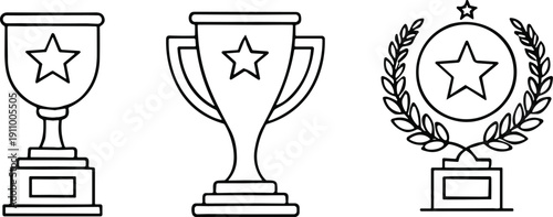 Trophy icon set in trendy flat style. trophy line icon vector set.. Trophy cup, winner cup, victory cup icon. Reward symbol sign for web and mobile.