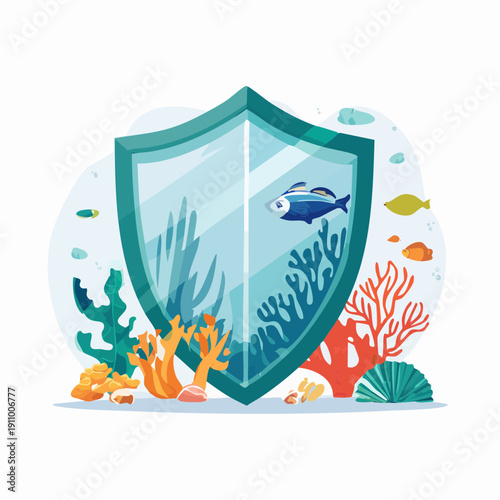 Protecting marine ecosystems a shield safeguarding aquatic life and coral reefs