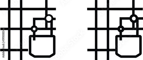 Industrial Grid Pattern with Pipe Symbols
