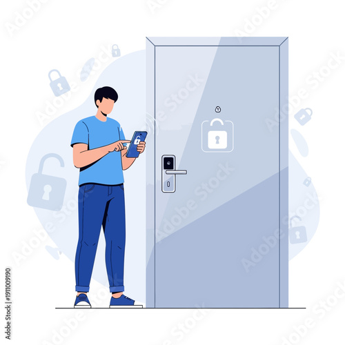 Innovative Person Unlocking Smart Door Utilizing Modern Technology For Enhanced Security