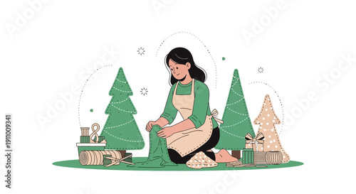 Holiday Preparations Festive Season Crafting And Gift Wrapping Joyful Moments