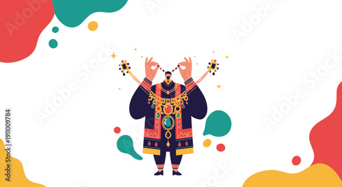 Illustrative Character Adorned With Rich Jewelries And Ornate Attire