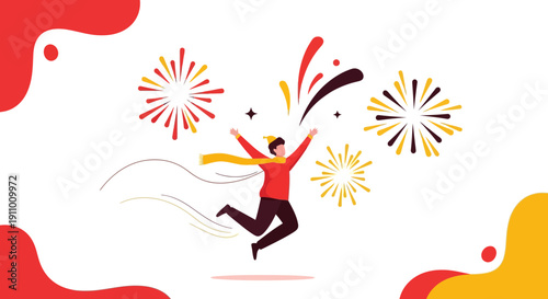 Joyful Celebration Bursting With Fireworks And Vibrant Colors