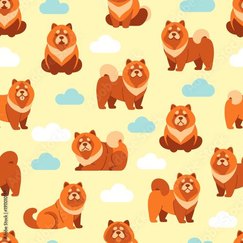 Cartoon Shiba Inu Pattern Design.
