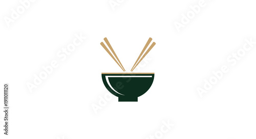Minimalist Bowl Design With Chopsticks Illustration For Asian Cuisine Restaurant Logo