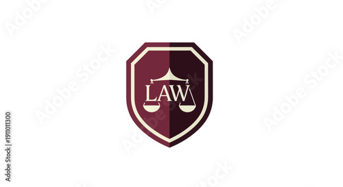 Law Firm Emblem Featuring Scales Of Justice And A Stylish Shield Design