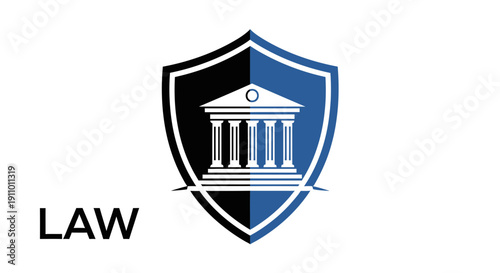 Law Firm Shield Emblem Illustrating Justice, Protecting Legal Matters, With Elegance