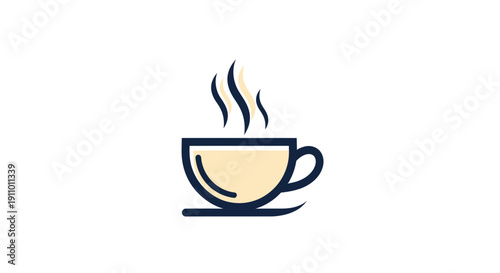 Minimalist Coffee Cup Illustration Showcasing Beverage Aroma and Comfortable Design