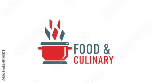 Minimalist Colorful Food And Culinary Design Logo Featuring A Cookware Pot and Visual Elements