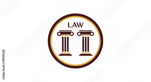 Legal Pillars Icon Representing Justice, Law, And Professional Services Symbol