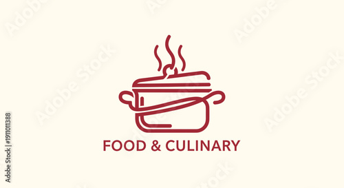 Minimalist Cooking Logo: A Culinary Icon Featuring Steam and a Casserole