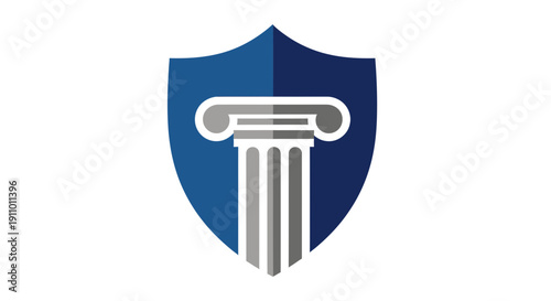 Legal Pillar Shield Icon Symbolizing Law Justice And Protection With Modern Design