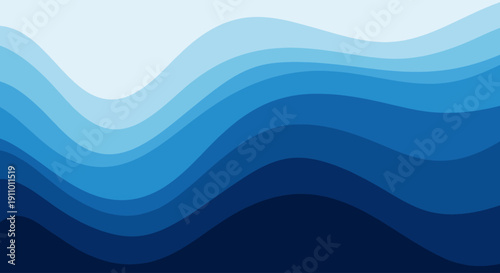 Modern graphic design featuring a beautiful abstract wave pattern in shades of blue, symbolizing calm, water, and smooth digital art aesthetics