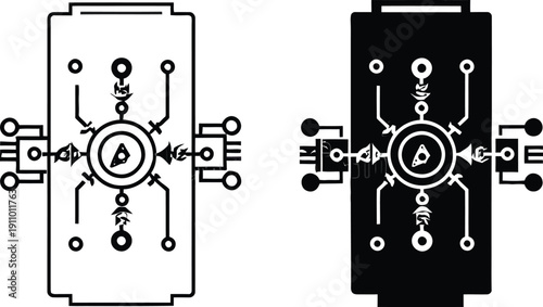 Set of 3d vector icons featuring a silhouette lock and keyhole symbol for bank vault security and business technology design