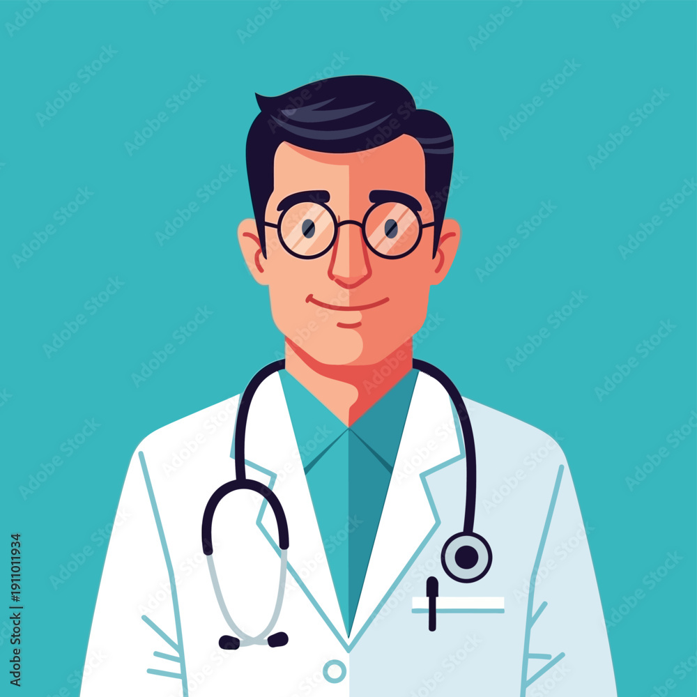 Fototapeta premium Doctor with Stethoscope Cartoon Character.