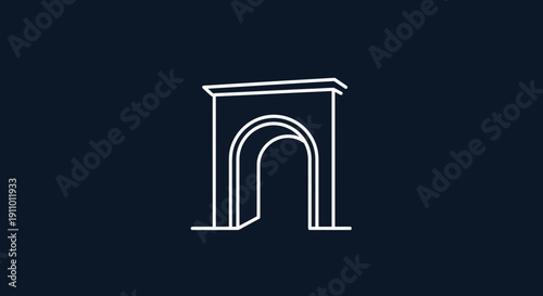 Minimalist Archway Illustration on Dark Backdrop: Architectural Design Concept
