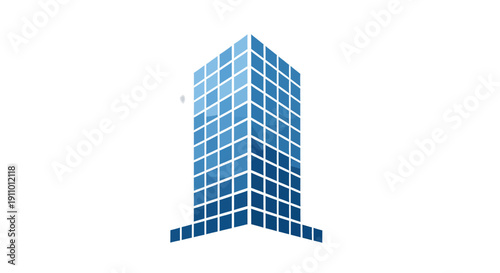 Minimalist Blue Building Logo For Business, Real Estate, And Modern Corporate Design