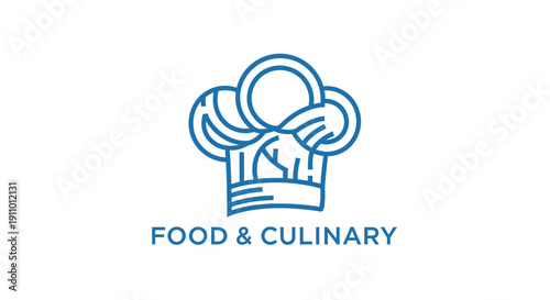 Minimalist Blue Chef Hat Logo Design for Food and Culinary Concepts Visuals