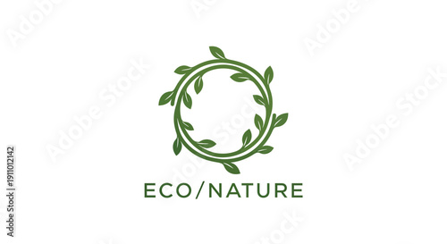 Minimalist Eco-Friendly Logo Featuring Leafy Vines in Circular Arrangement for Branding