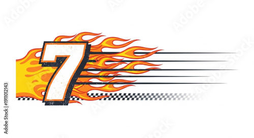 Flaming Number Seven Racing Graphic.