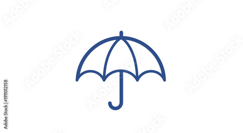 Minimalist Blue Outline Of A Weather Protection Device On White Background