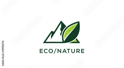 Minimalist Eco-Friendly Mountain and Leaf Logo Suggesting Nature and Sustainable Practices