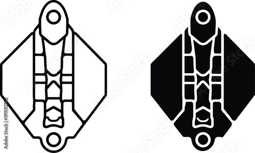 Brake Pad Illustration with Black and White Variations