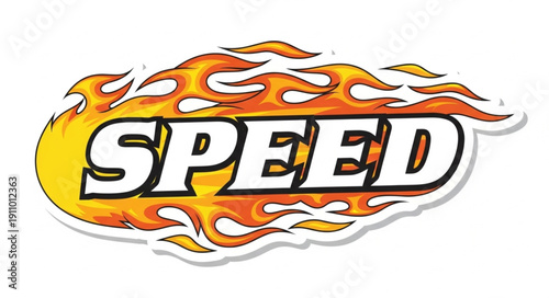 Flaming Speed Text Graphic Design.