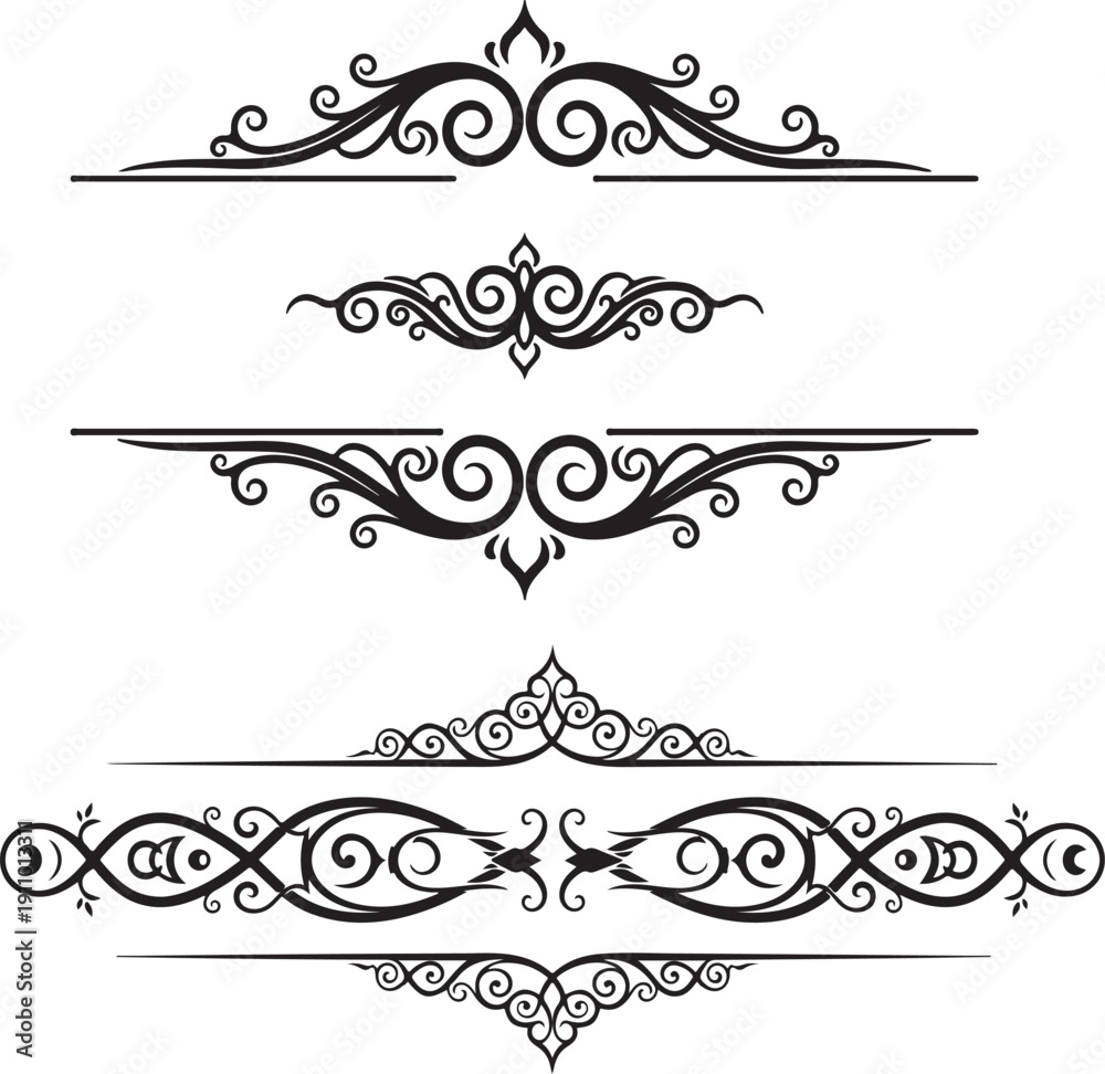 Fototapeta premium Ornate border designs with floral patterns