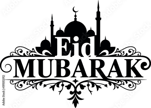 Eid mubarak celebrations islamic greetings mosque