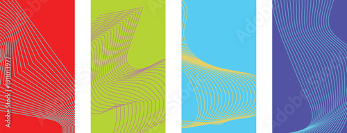 banners with colorful stripes. line poster background vector set. Minimalist cover template with vibrant perspective wave in motion. wavy lines on background. banner, flyer, music