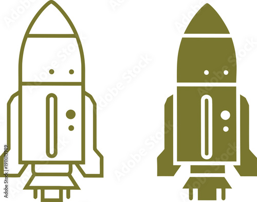 Space Rockets in Olive Green