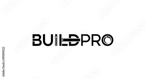 Buildpro logo design with modern typography and geometric elements.