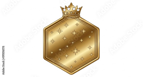 Gold Badge with Crown Emblem.