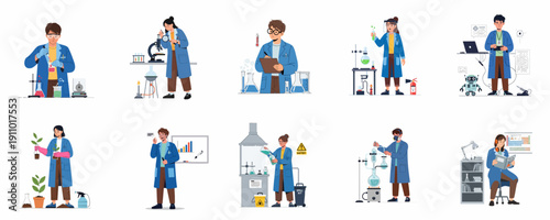Diverse Scientists and Researchers Working in the Laboratory: Conducting Chemical, Biological, and Technological Experiments.