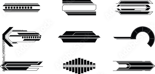 Futuristic HUD Panels and Sci-Fi Interface Frames – Tech UI Elements Set