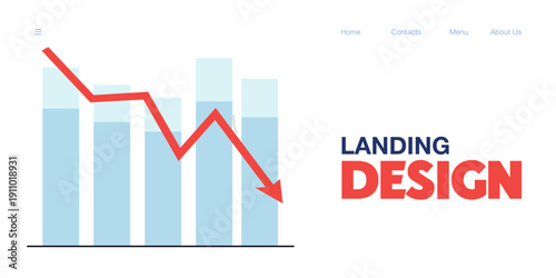 business graph on white background landing design