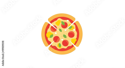Delicious slice of pizza with toppings, isolated on a white background, perfect for food-related projects
