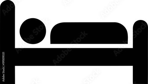 Hospital patient bed icon for medical rest, healthcare clinic furniture and recovery room symbol vector illustration.