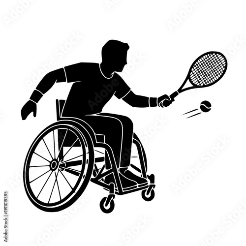 wheelchair tennis player silhouette vector illustration paralympic sports icon