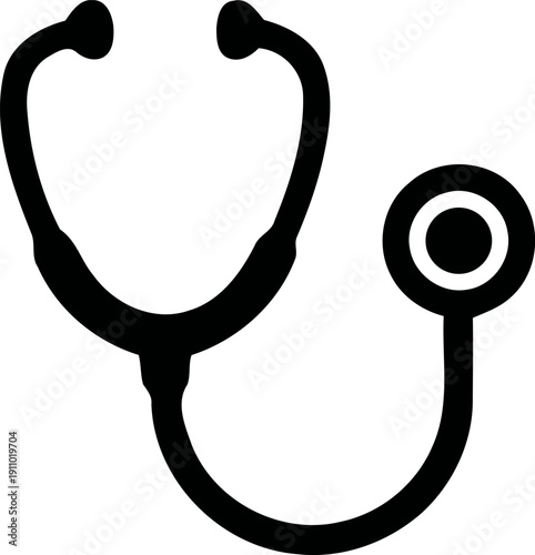 Medical stethoscope icon for heart checkup, healthcare doctor tool and clinic examination symbol vector illustration.