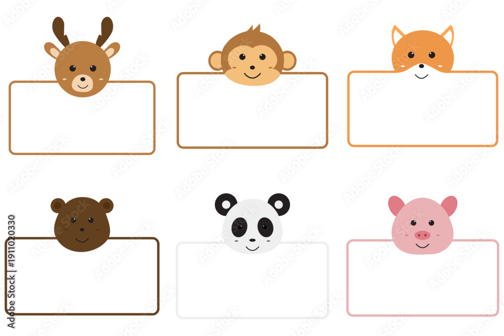 Obraz premium Cute Cartoon Animal Frame Set