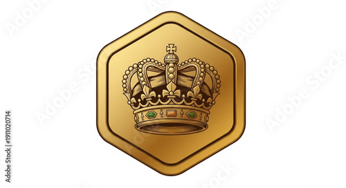Gold Crown Emblem on Hexagon.