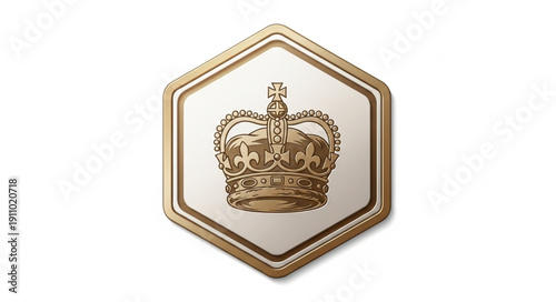 Gold Crown Emblem on White.